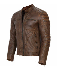 Geniune mens leather motorcycle jacket biker with ce armour