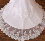 Mermaid Wedding Dress Illusion Back Vestido De Noiva Long Sleeve Beads O Neck Lace Appliques Bride Bridal Gown