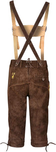 Men,s Long Lederhosen Bavarian Genuine Cowhide Leather with Matching Suspenders