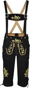 Men,s Long Lederhosen Bavarian Genuine Cowhide Leather with Matching Suspenders