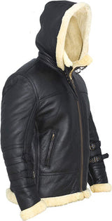 B3 Bomber Jacket Real Shearling B3 Bomber Jacket Removable Hood Black