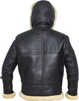 B3 Bomber Jacket Real Shearling B3 Bomber Jacket Removable Hood Black