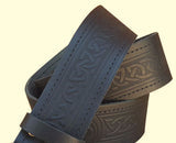 Trinity Knot Embossed Leather Double Prong Kilt Belt Leather Utility Kilt Belt 30