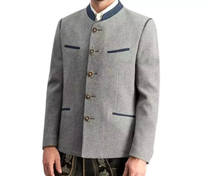 Men's Gray German Bavarian Austrian Wool Tracht Jacket