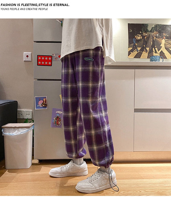 Men's Clothing Checkered Pants Style Checked Trousers