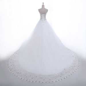 Luxury Pearls a line Shiny Wedding Gown Sweetheart Corset Wedding Dresses