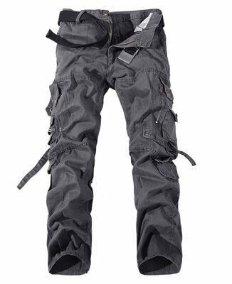 Men Cargo Pants Trouser Big Pockets Decoration