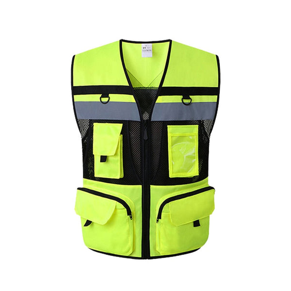 High Visibility Utility Safety Vest Mesh Breathable Work Gilet Hi Vis