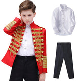 Military Suit Sets for Children Jacket + Pants + Shirts Page Boys Royal Wedding Clothing Dress Stage Boy European Palace Costume