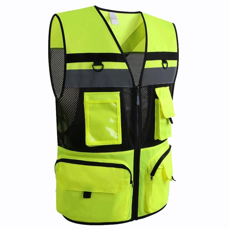 High Visibility Utility Safety Vest Mesh Breathable Work Gilet Hi Vis