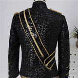 Men's Sequin Steampunk Blazer Jacket Stand Collar Tassel Design Blazers