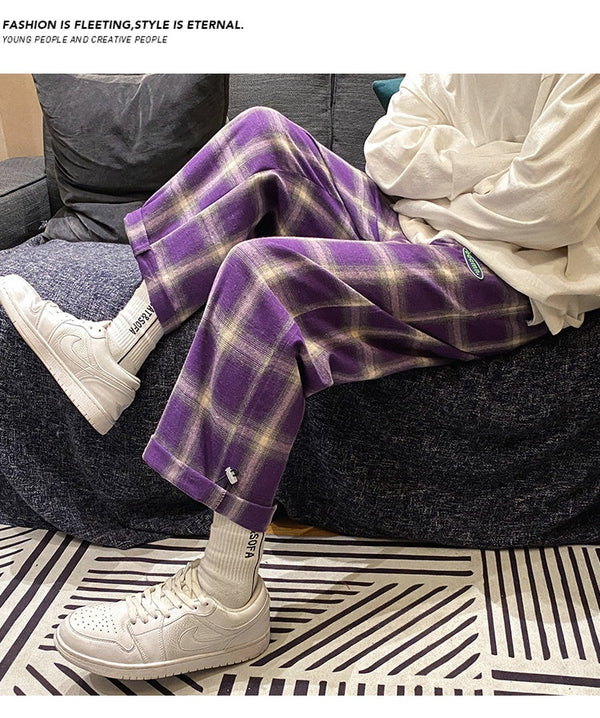 Men's Clothing Checkered Pants Style Checked Trousers