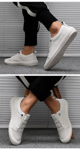 Genuine Leather Shoes Men Sneakers Casual Male Footwear Fashion White Shoes