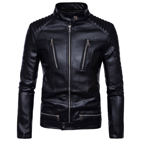 Men's Bomber Jackets Fashion Men Faux Leather Coat Zipper Motor Jacket Motorcycle Bikers