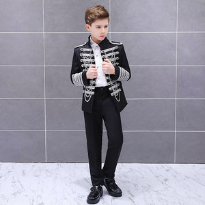 Royal Outfit Prince Costume Military Tassel Chains Jacket Shoulder Pad Coat Pop Stars Blazer