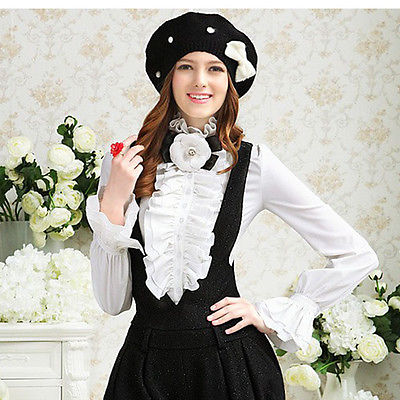 Women Lady Shirt Frilly Ruffle Tops Flounce Formal Shirts