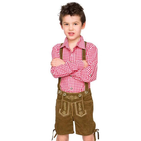 Children Oktoberfest Costume Plaid Lederhosen Bavarian German Beer Festival Fantasia Party Kids