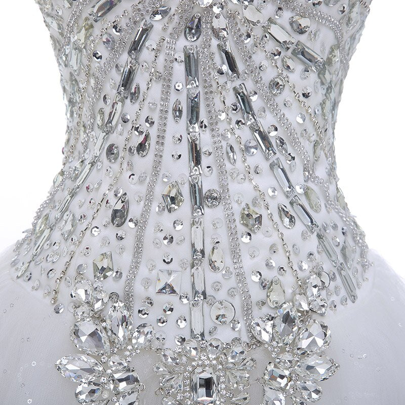 Luxury Pearls a line Shiny Wedding Gown Sweetheart Corset Wedding Dresses