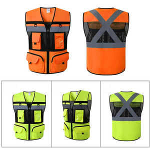 High Visibility Utility Safety Vest Mesh Breathable Work Gilet Hi Vis