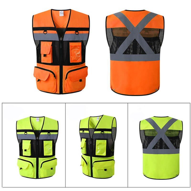 High Visibility Utility Safety Vest Mesh Breathable Work Gilet Hi Vis