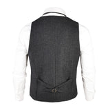 Men's Tweed Wool Blend Suit Waistcoat Herringbone Vest Tailored Collar Dress Vests