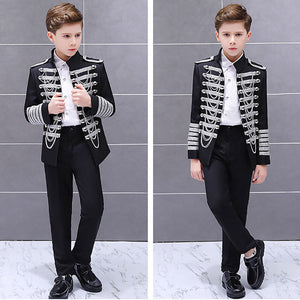 Royal Outfit Prince Costume Military Tassel Chains Jacket Shoulder Pad Coat Pop Stars Blazer