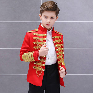 Royal Outfit Prince Costume Military Tassel Chains Jacket Shoulder Pad Coat Pop Stars Blazer