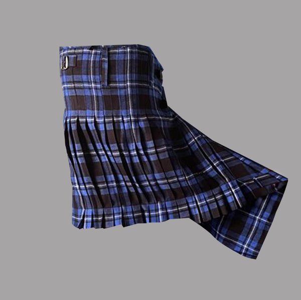 Gothic Fashion Utility Kilt For Men Blue Stripes Scottish,Classic,Modern Kilt