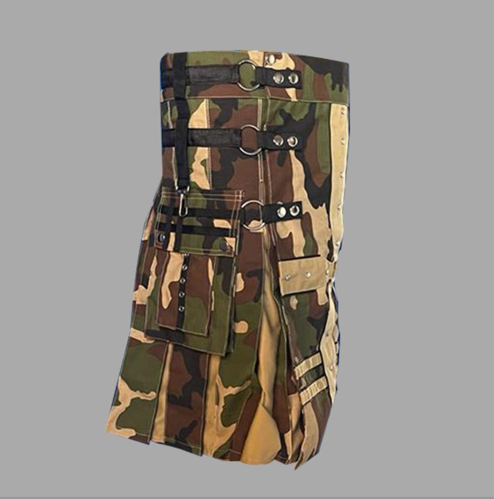 Gothic Mens Utility Kilt Army Punk Style Modern Classic Scotish Kilt