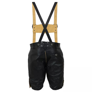 Oktoberfest Men's Black Leather Bavarian Lederhosen German Short Outfit