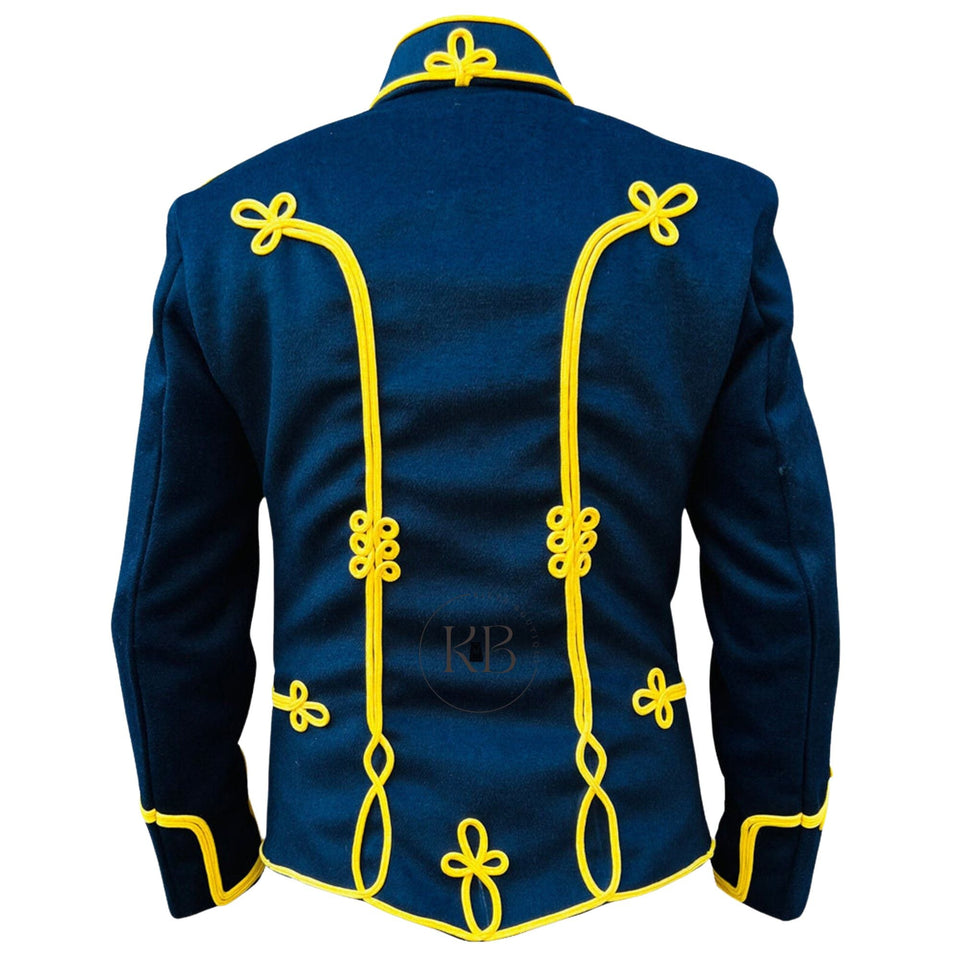 Navy Blue Men Napoleonic Hussars Jacket Tunic Jacket Military Uniform