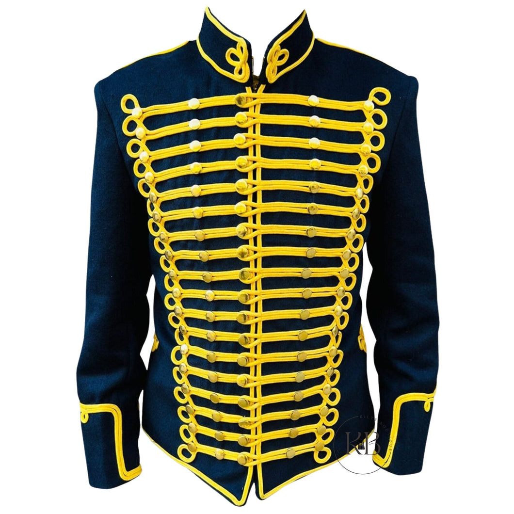 Navy Blue Men Napoleonic Hussars Jacket Tunic Jacket Military Uniform