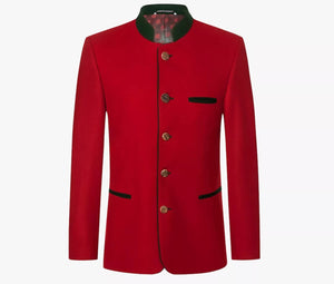 Red German Bavarian Jacket Austrian Traditional Blazer Wool Jacket