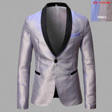 Men's Shiny Fashion Gradient Dress Blazer One Button Shawl Lapel Elegant Suit Jacket