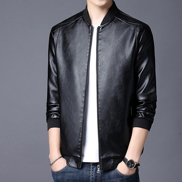 Leather Jacket Men Autumn Fashion Biker Vintage Leather Jacket Coat Men