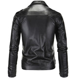 Men's Leather Jackets White Casual Lapel Slim Fit Diagonal Zipper Motorcycle Leather Jacket