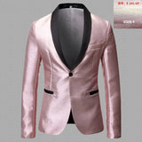 Men's Shiny Fashion Gradient Dress Blazer One Button Shawl Lapel Elegant Suit Jacket