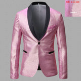 Men's Shiny Fashion Gradient Dress Blazer One Button Shawl Lapel Elegant Suit Jacket