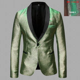 Men's Shiny Fashion Gradient Dress Blazer One Button Shawl Lapel Elegant Suit Jacket