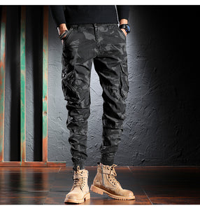 Men Jeans Camouflage Military Trousers Multi Pockets Casual Cargo Pants Hombre Zipper Bottom Hip Hop Joggers