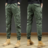 Spring-Summer Multi-Pockets Cargo Pants Men Streetwear Slim Fit Casual Joggers Stretch Cotton Trousers