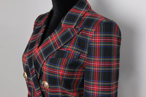 Black Stewart Tartan Blazer Dresses with Belt