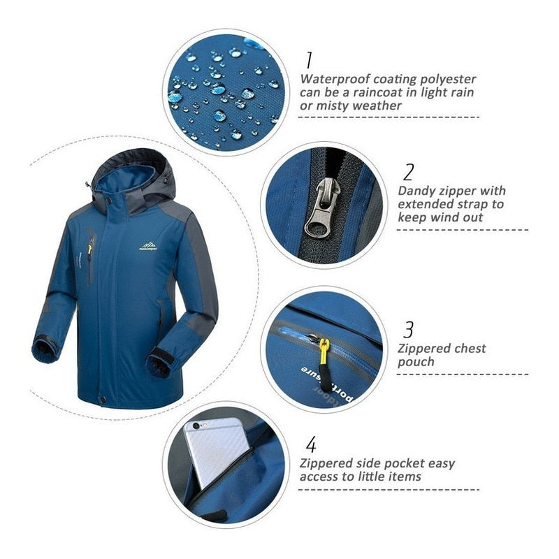 Men's Softshell Hiking Jackets Male Outdoor Camping Military Trekking Climbing Coat for Waterproof Windproof