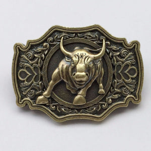 Mens' Belt Buckle Belt Buckle 3D Bull Solid Brass Belt Buckle Western Metal Cowboy