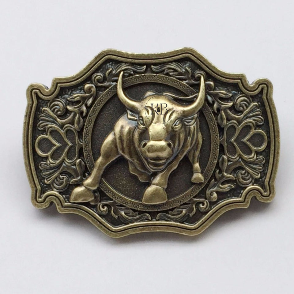 Mens' Belt Buckle Belt Buckle 3D Bull Solid Brass Belt Buckle Western Metal Cowboy