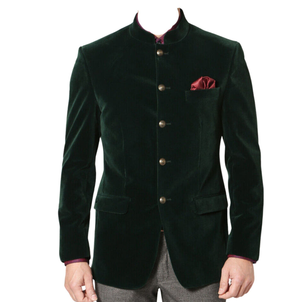 Green Velvet Trachten Jacket | Austrian Wool Jacket | Traditional Tyrol Loden Blazer | Oktoberfest Jacket | German Bavarian Jacket