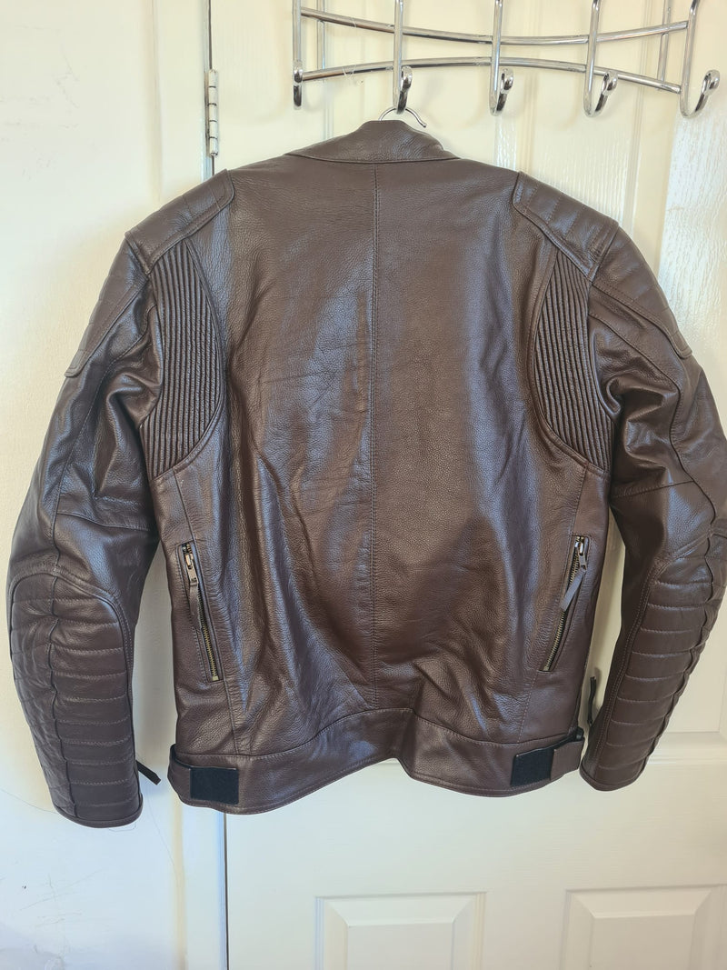 Brown Motorcycle Leather Jacket Motorbike Genuine Biker CE Armour Fashion Jacket