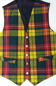 Buchanan Scottish Men's Formal Tartan Waistcoats / Vests 4 Plaids Fully lined back strap