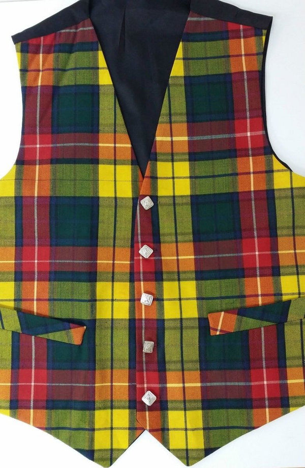 Buchanan Scottish Men's Formal Tartan Waistcoats / Vests 4 Plaids Fully lined back strap