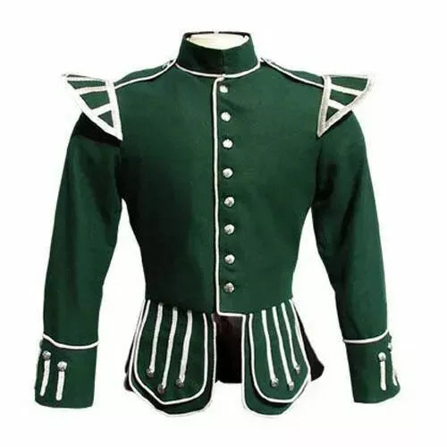 Military Green Wool Tailored Tunic - Piper Drummer Doublet Jacket